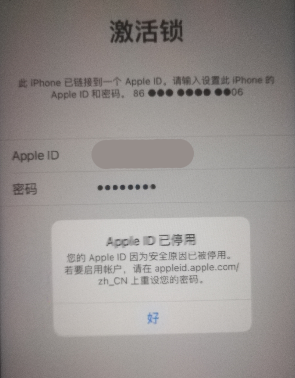 玉州苹果手机维修分享iPhone 12 出现提示“Apple ID 已停用”怎么办 